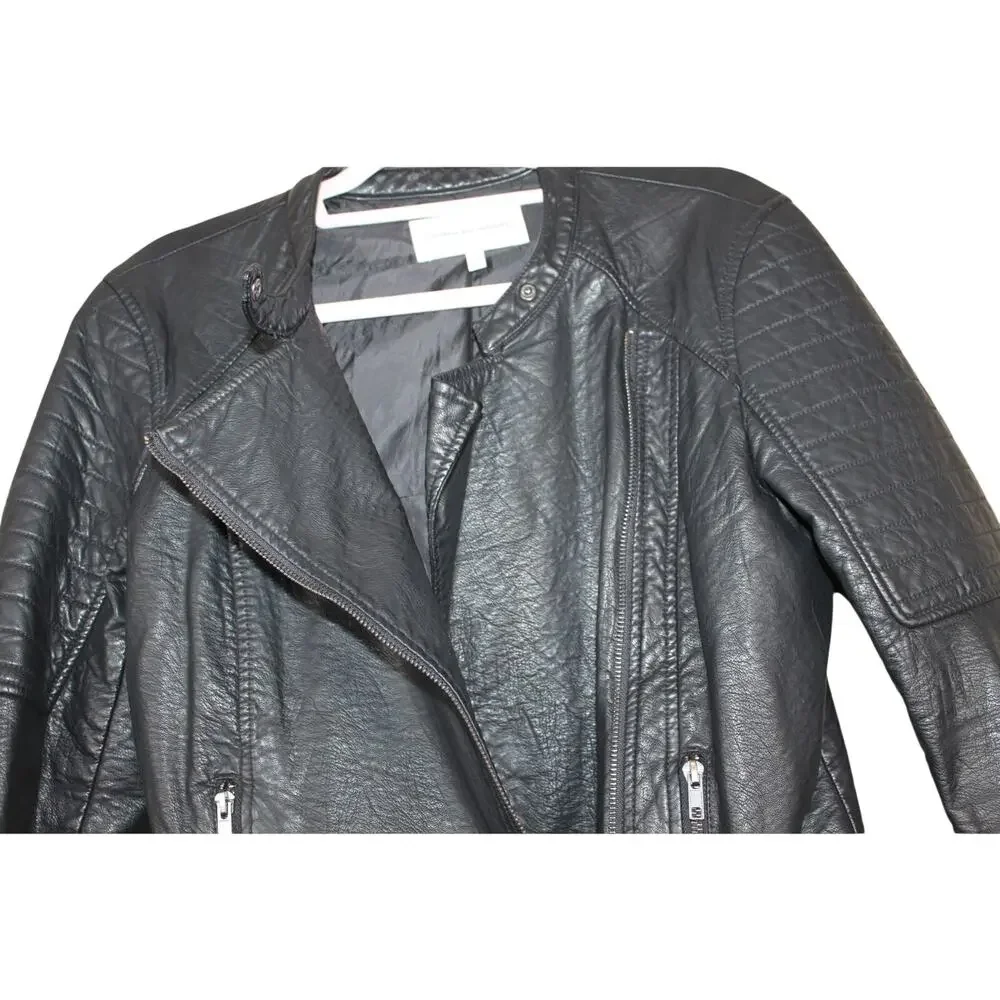 Cupcakes and Cashmere‎ Black Faux Leather Casual Moto Jacket Size M